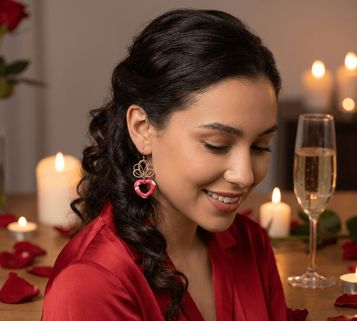 Boucles d'oreilles Cœur Marbré  - Vue 2