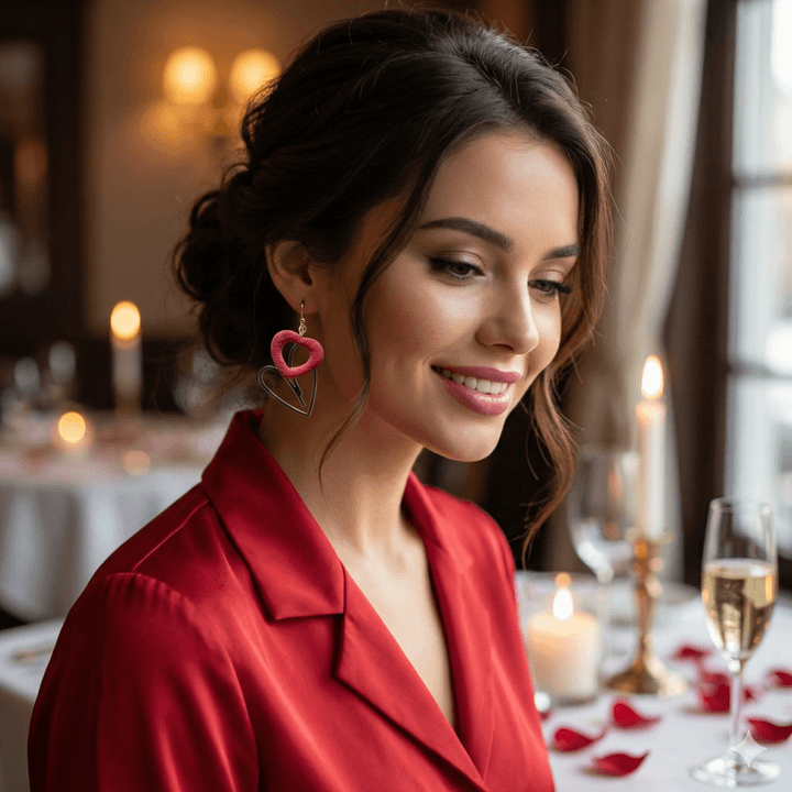 Boucles d'oreilles Cœurs Framboise