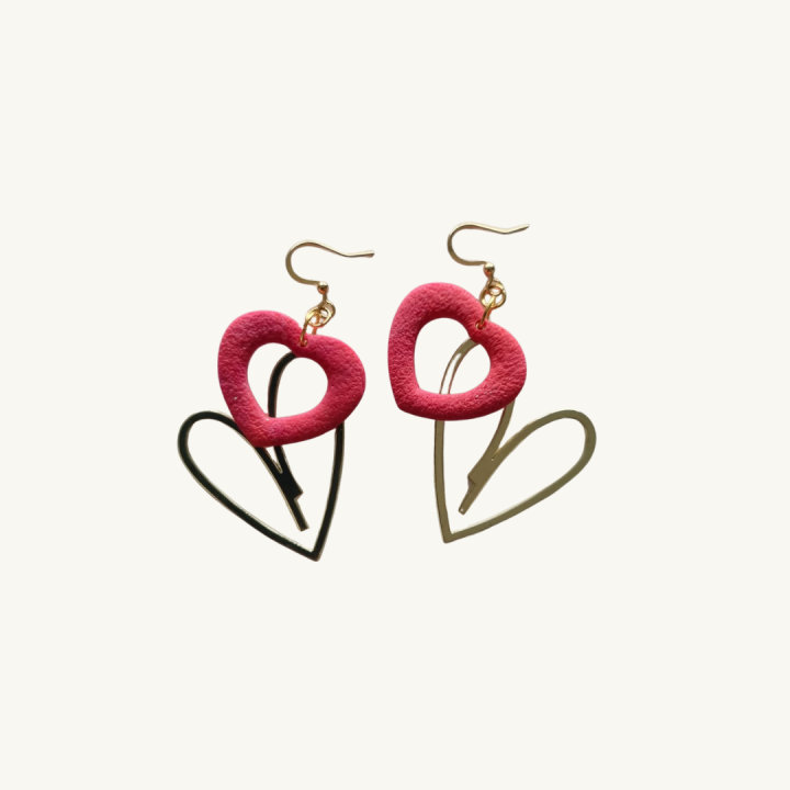 Boucles d'oreilles Cœurs Framboise