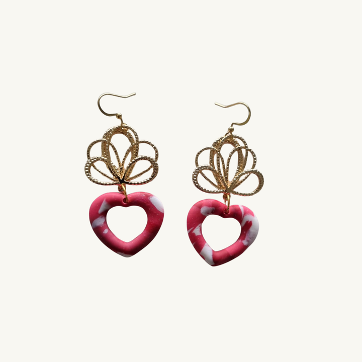 Boucles d'oreilles Cœur Marbré 