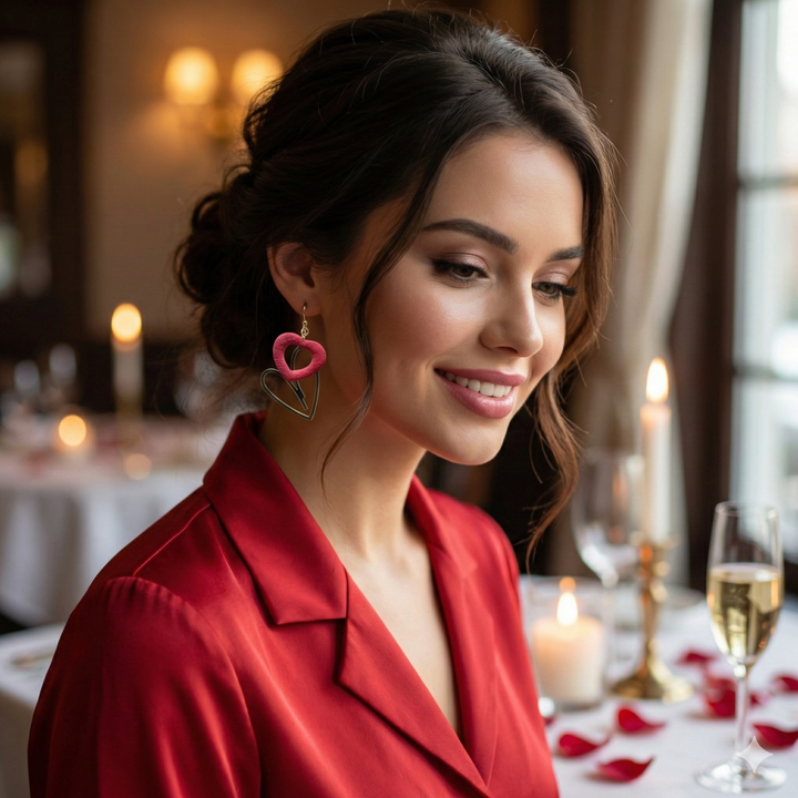 Boucles d'oreilles Cœurs Framboise - Vue 2